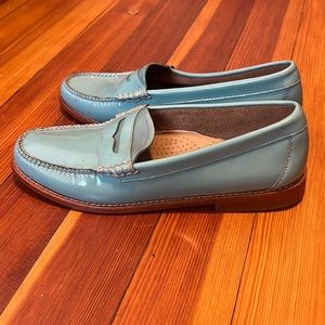 Teal patent leather Bass weejuns